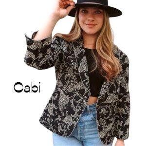 Cabi Black Cream Embroidered Jacket Size 10